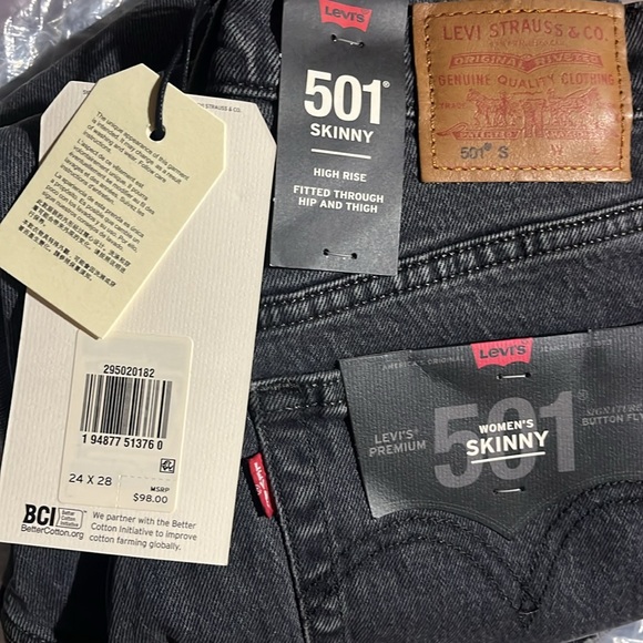 Levi's Women's 501 Stretch Skinny Jeans - Dark Side of the Moon NWT - Picture 7 of 9
